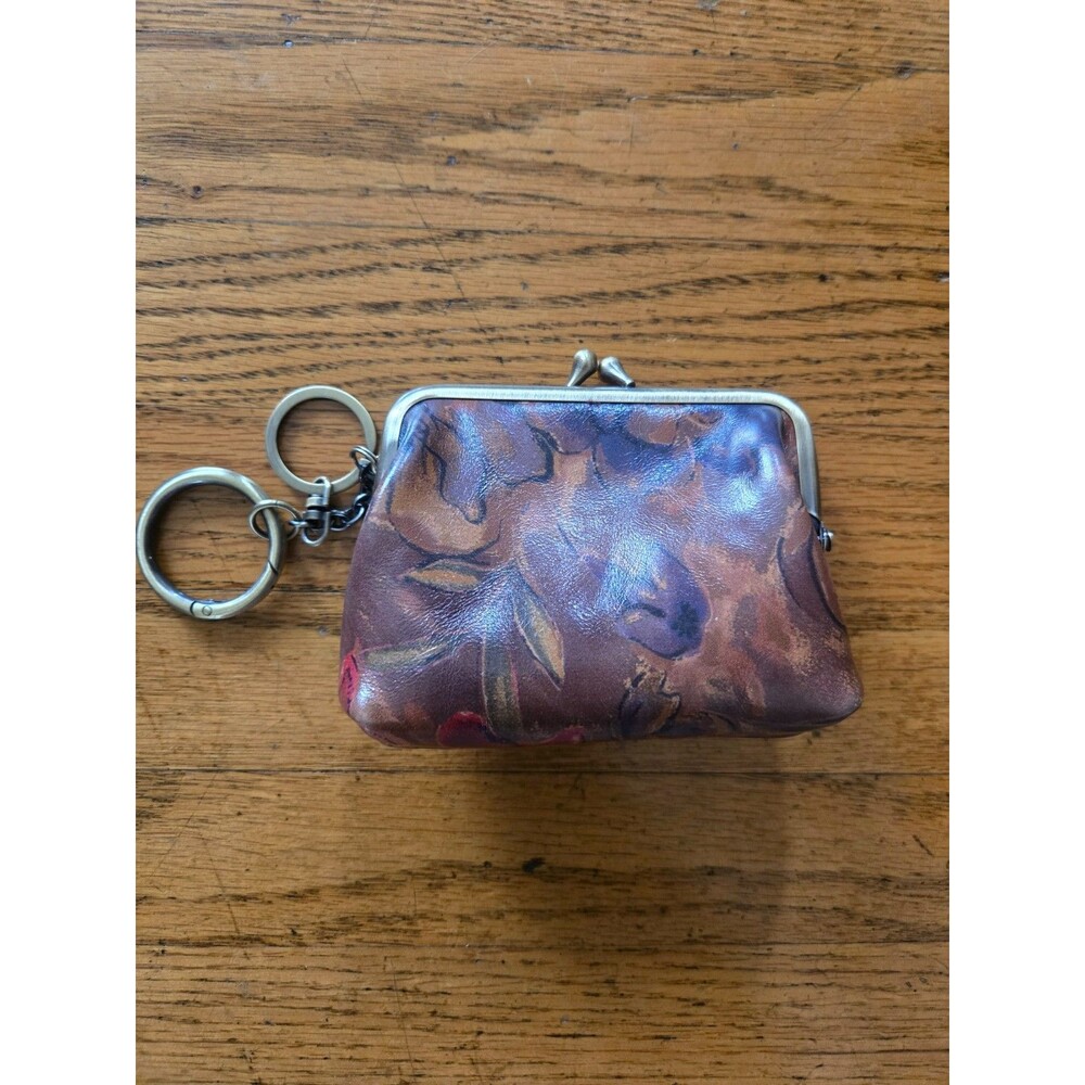 Patricia Nash Leather Floral Coin Frame Purse Key Ring Kisslock